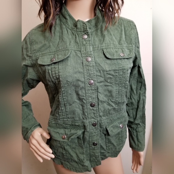 EUC Christopher & Banks Women's Green Long Sleeve Button Down Size L - Picture 2 of 8